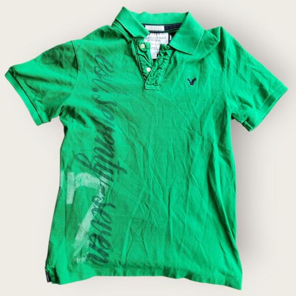 American Eagle Polos Men's Sz L Vintage Fit Green and Pink Preppy Y2K Bundle - Picture 2 of 7
